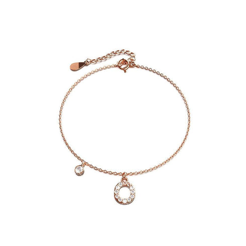 Solid 925 Sterling Silver Initial Crystal Personalised Alphabet Letter Bracelet Rose Gold Filled